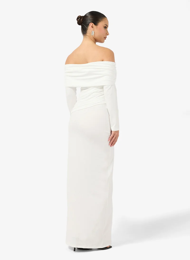 Ginger Off Shoulder Draped Bodycon Dress